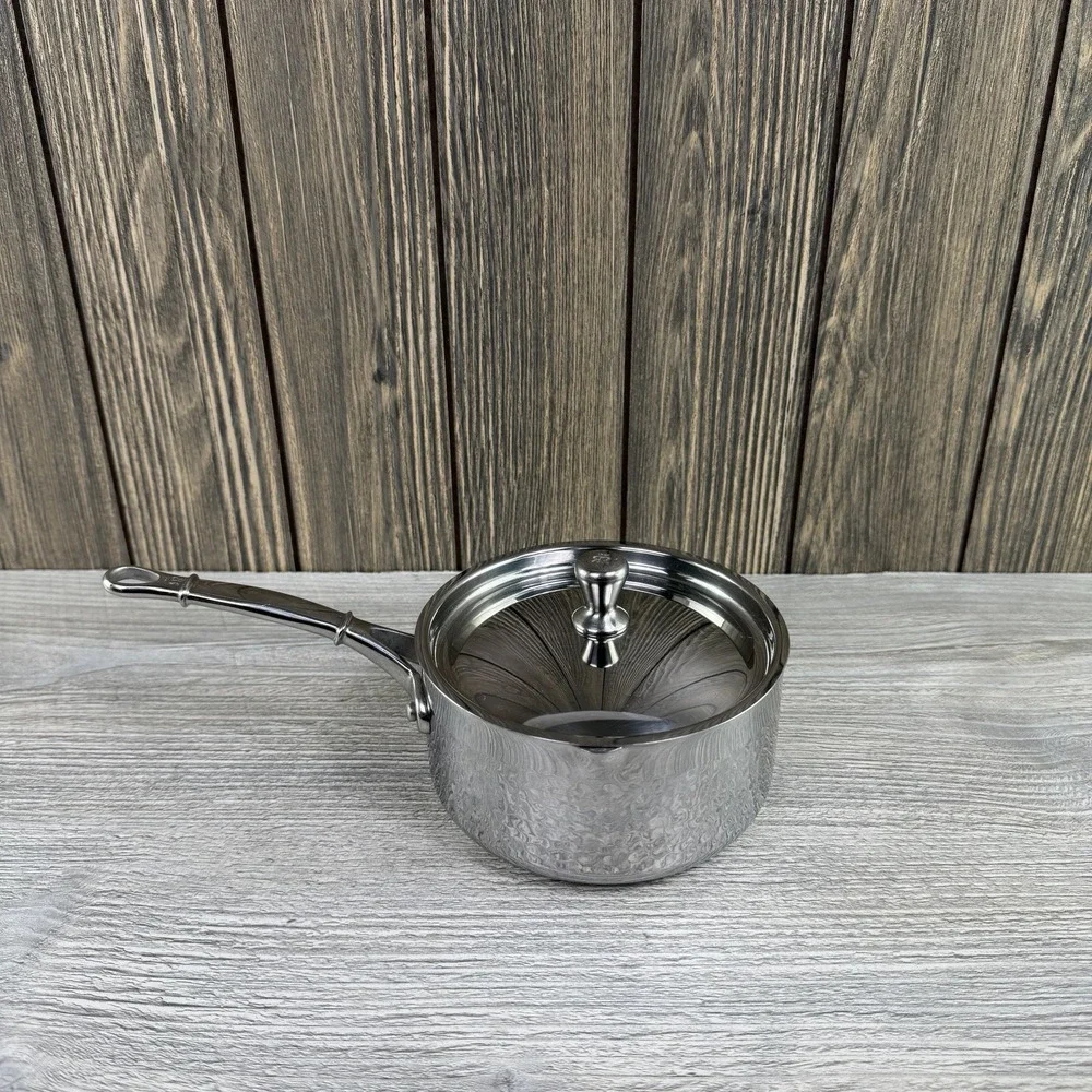 Ruffoni Symphonia Prima 1.5Qt Hammered Stainless Steel Saucepan w/Lid Italy 16cm